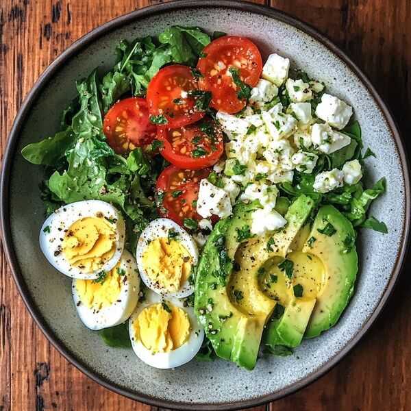 Colourful balanced meal with vegetables and grains on a table